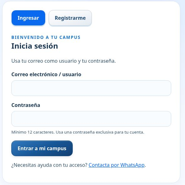 Pantalla real de acceso a Órbita IA en marco de computador